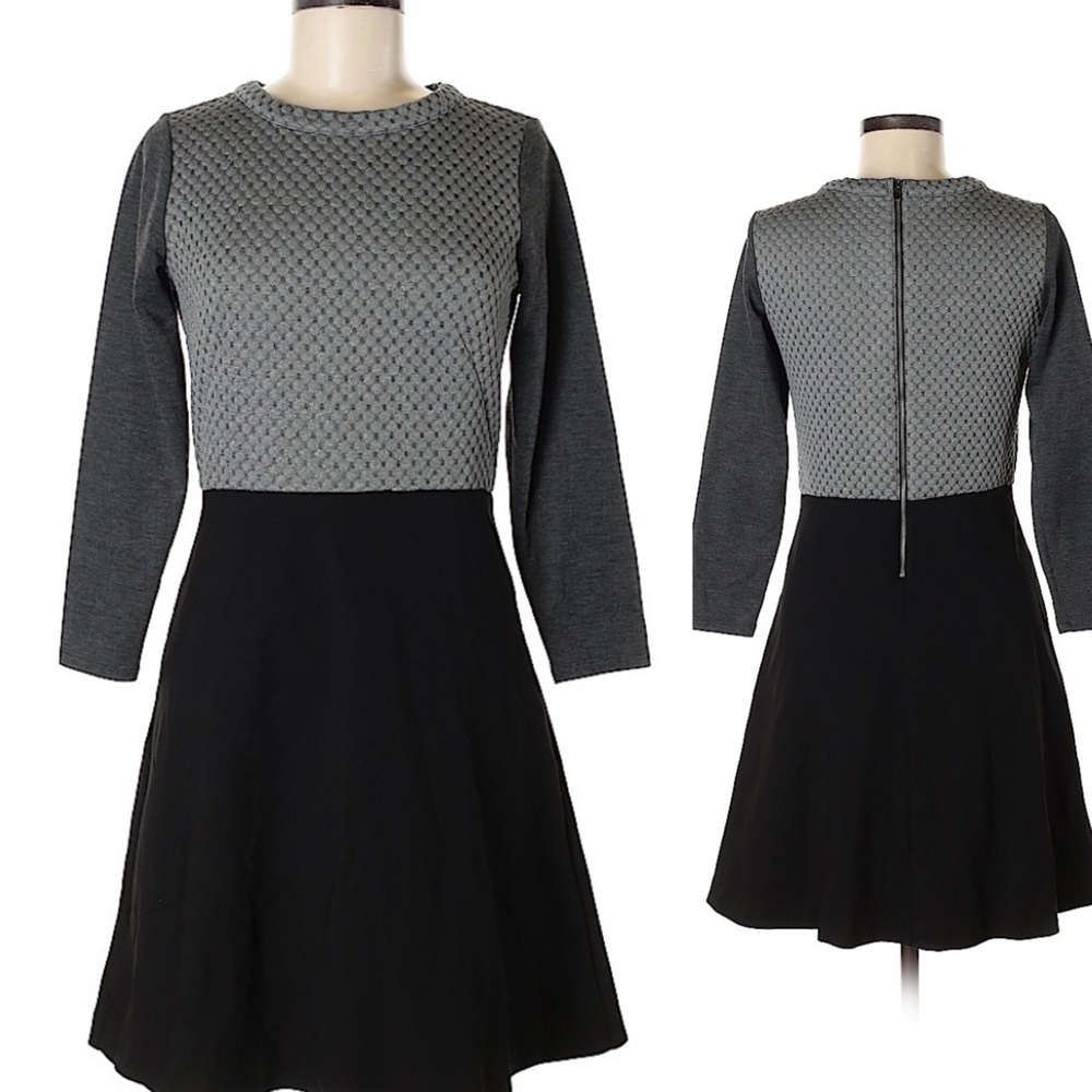 Loft grey and black long sleeve dress. Size 4.